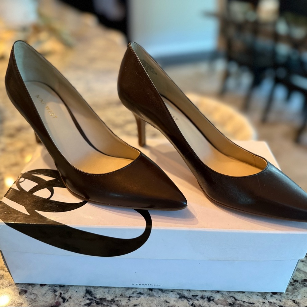 Nine West Brown Heeled Slingback Pumps